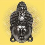 Maszk Buddha ezüst színű 40 cm