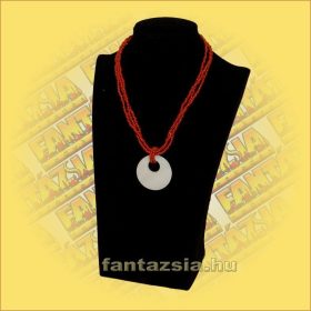 Gyöngylánc bordó,kagyló medállal