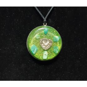 Zöld szív-Orgonit  medál