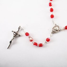 Rózsafüzér-Csiszolt kristály-piros