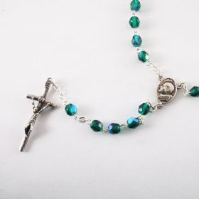 Rózsafüzér-Csiszolt kristály-zöld