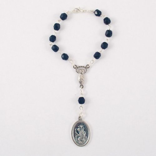 Rózsafüzér-Autós-Csiszolt kristály-fekete