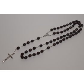 Rózsafüzér-Fa fémkereszttel-sötétbarna