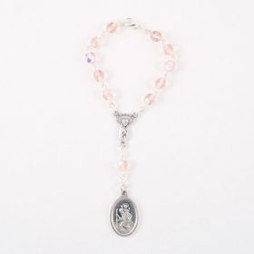Rózsafüzér-Autós-Csiszolt kristály-rózsaszín