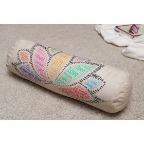 Hengerpárna - Lótusz Angol Pozitív Üzenetekkel/Natúr